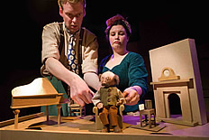 Photograph by Robert Workman, from the production of Under One Roof at Polka Theatre with Patti Clare and Jez Worsnip