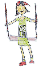 child's drawing inspired by Litte Red puppet show