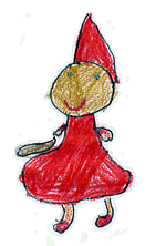 child's drawing inspired by Litte Red puppet show